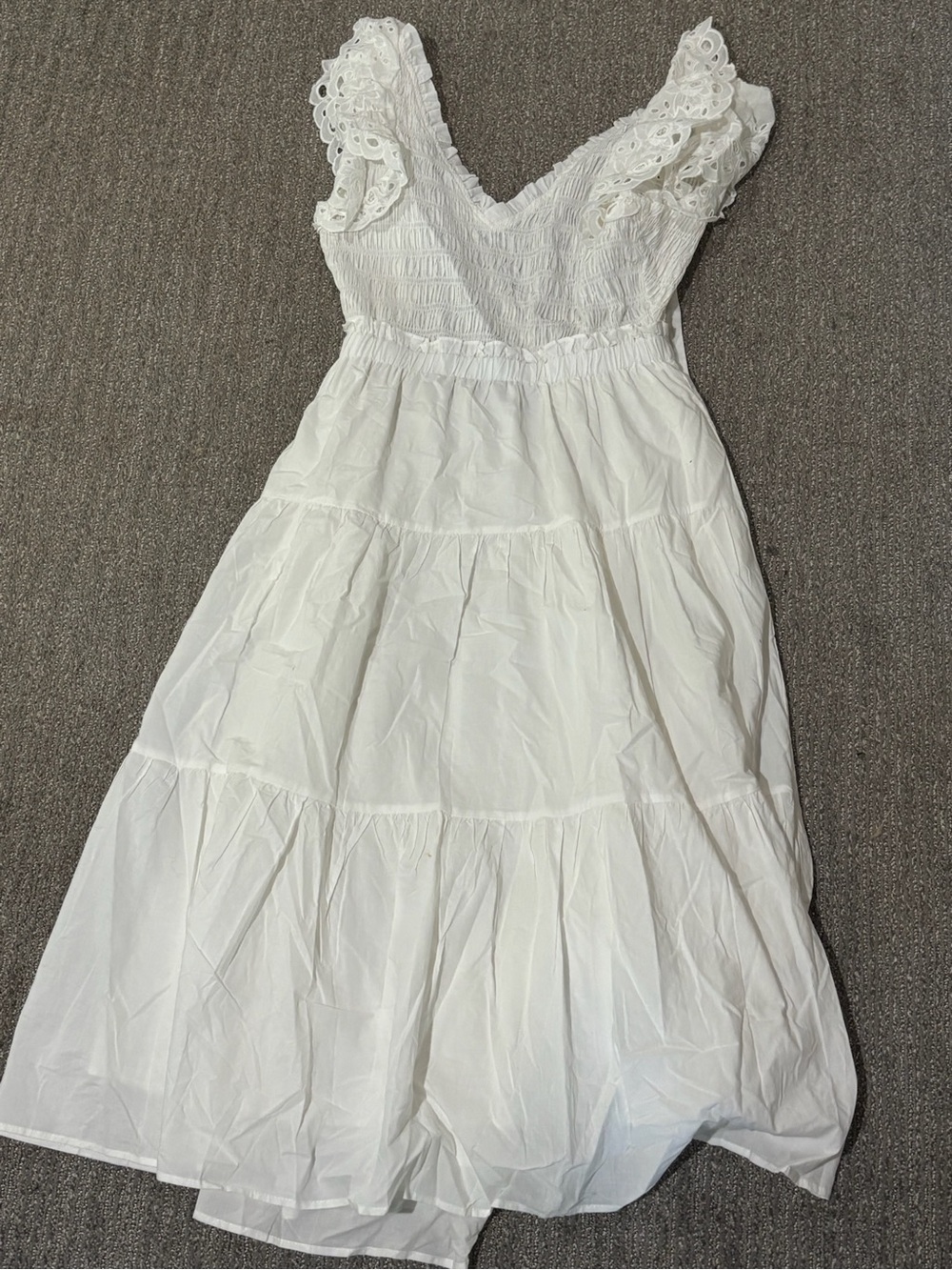 En Saison White Eyelet Ruffle Tiered Maxi Dress